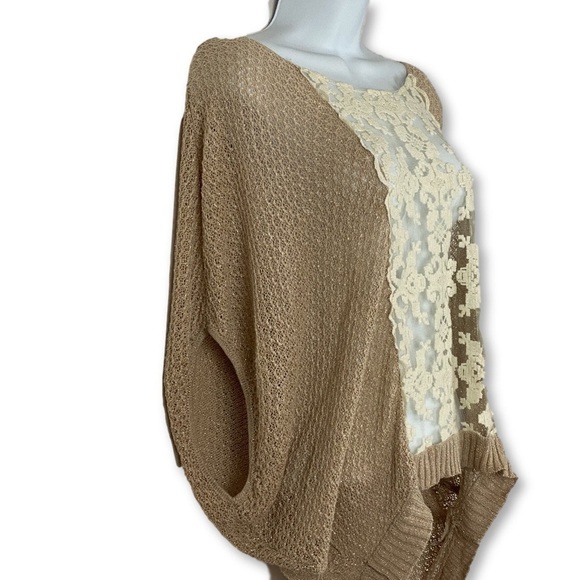 Free People - Boho Crochet and Lace Poncho Top - Picture 2 of 8